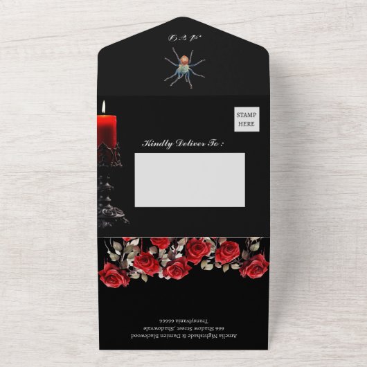  Victoriaans Gotisch Bruiloft All In One Uitnodiging (Buitenkant)