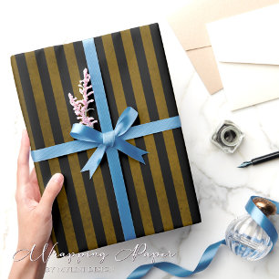  Victoriaans Gotisch Goud Zwart Strepen Shabby Cadeaupapier