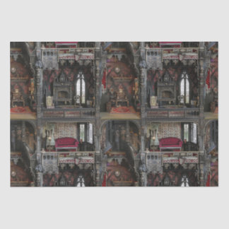 Victoriaans Gotisch Haunted Dollshouse met Dolls i Tissuepapier