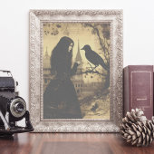 Victoriaans Gotisch Meisje Raven Decoupage Tissuepapier