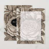 Victoriaans Gotisch Roos in het Briefpapier Sepia (Voorkant / Achterkant)
