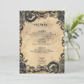 Victoriaans Gotische Elegantie Bruiloft Menu (Staand voorkant)