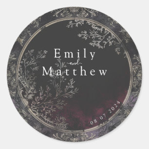Victoriaans Gotische Elegantie Bruiloft Ronde Sticker