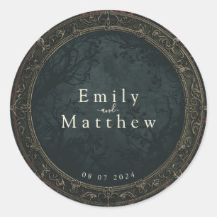 Victoriaans Gotische Elegantie Bruiloft Ronde Sticker