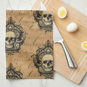 Victoriaans gotische glam schedel theedoek