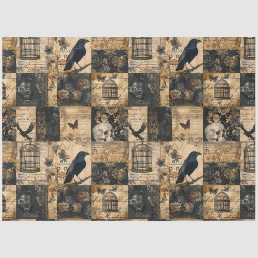 Victoriaans gotische Halloween patchwork Tissuepapier (Voorkant)