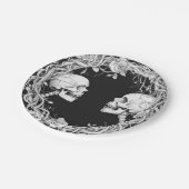 Victoriaans Gotische Halloween Skulls Rozen Papieren Bordje (Gekanteld)