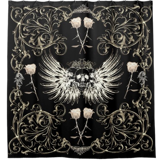 Victoriaans gotische Romance Schuilvleugels en wit Douchegordijn (Voorkant)