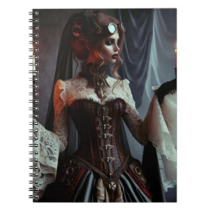 Victoriaans gotische steampunk elegante dame notitieboek