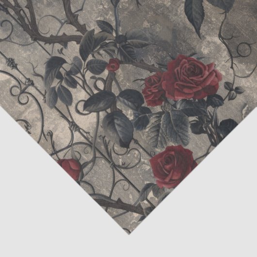 Victoriaans Gotische Tuin Rozen Patroon Tissuepapier (Detail)