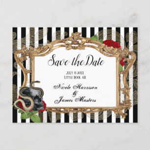 Victoriaans gotische zwarte streep Save the Date Aankondigingskaart