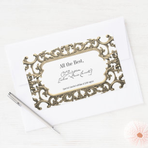 Victoriaans Gouden Handtekening Auteur BookPlate S Rechthoekige Sticker