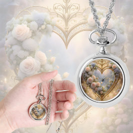 Victoriaans gouden hart met rozen, horloge