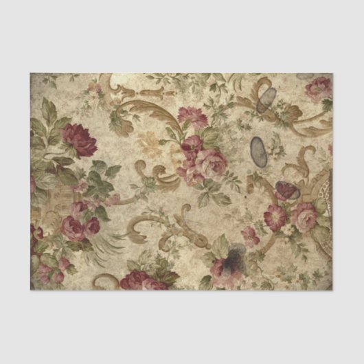 Victoriaans gouden rollen en rode rozen tissuepapier (Voorkant)