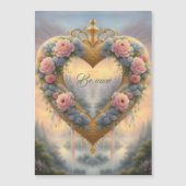 Victoriaans, goudkleurig hart met bloemen en gezeg (Voorkant)