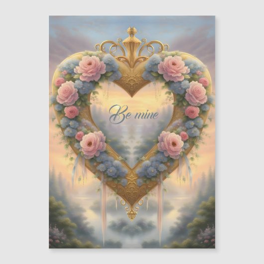 Victoriaans, goudkleurig hart met bloemen en gezeg (Voorkant)