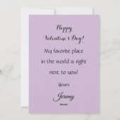 Victoriaans goudkleurig hart met lila bloemetjes, feestdagenkaart (Achterkant)