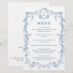 Victoriaans Grace Bloemen Blauw Trouwmenu