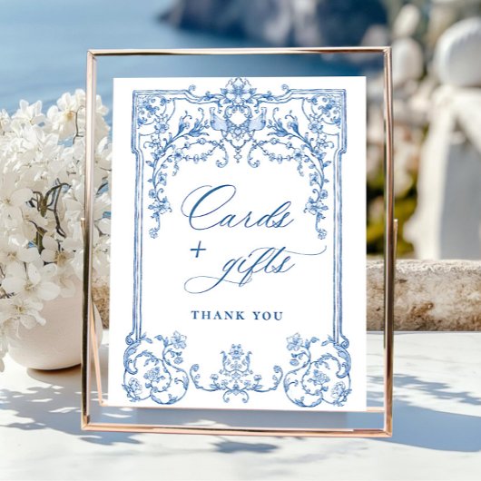 Victoriaans Grace Bloemen Blauwe Kaarten en Gesch Poster