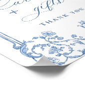 Victoriaans Grace Bloemen Blauwe Kaarten en Gesch Poster (Hoek)