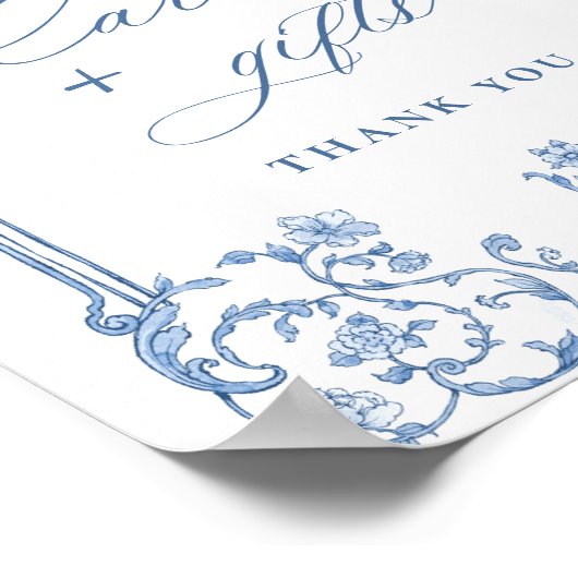 Victoriaans Grace Bloemen Blauwe Kaarten en Gesch Poster (Hoek)