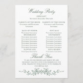 Victoriaans Grace Bloemen Huwelijksceremonie Programma (Achterkant)