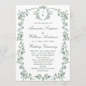 Victoriaans Grace Bloemen Huwelijksceremonie Programma (Voorkant)