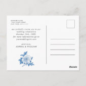 Victoriaans  Grace Blue Wedding Save the Date Briefkaart (Achterkant)
