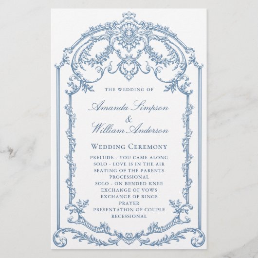 Victoriaans Grace bruiloft ceremonie programma (Voorkant)