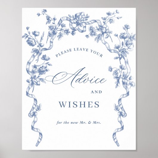 Victoriaans Grace Dusty Blue Advies & Wishes Poster (Voorkant)