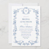 Victoriaans  Grace Dusty Blue BRIDAL LUNCHEON Kaart (Voorkant)