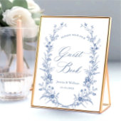 Victoriaans  Grace Dusty Blue Guestbook Sign Poster