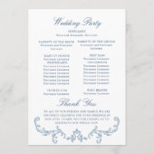 Victoriaans  Grace Dusty Blue huwelijksceremonie Programma (Achterkant)