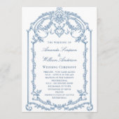 Victoriaans  Grace Dusty Blue huwelijksceremonie Programma (Voorkant)