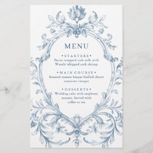 Victoriaans  Grace Dusty Blue Wedding Menu