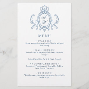 Victoriaans Grace Dusty Blue Wedding Menu