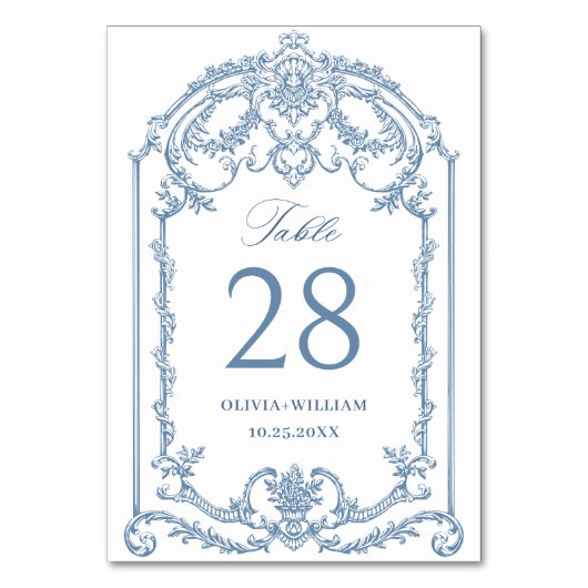 Victoriaans  Grace Floral Dusty Blue Wedding Kaart (Voorkant)