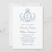 Victoriaans  Grace Floral Dusty Blue Wedding Kaart (Voorkant)
