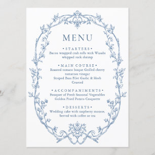 Victoriaans Grace Floral Dusty Blue Wedding Menu