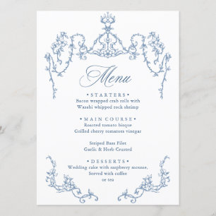 Victoriaans Grace Floral Dusty Blue Wedding Menu