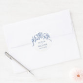 Victoriaans  Grace Floral Dusty Blue Wedding Ronde Sticker (Envelop)