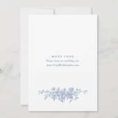 Victoriaans  Grace Floral Dusty Blue Wedding Save The Date (Achterkant)