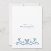 Victoriaans  Grace Floral Dusty Blue Wedding Save The Date (Achterkant)