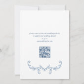 Victoriaans  Grace Floral Dusty Blue Wedding Save The Date (Achterkant)