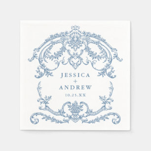 Victoriaans  Grace Floral Dusty Blue Wedding Servet