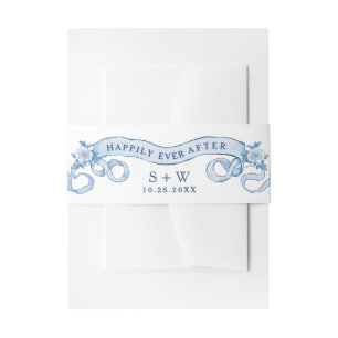 Victoriaans  Grace Floral Dusty Blue Wedding Uitnodigingen Wikkel