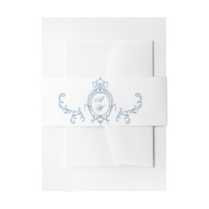 Victoriaans Grace Floral Dusty Blue Wedding Uitnodigingen Wikkel