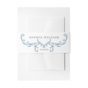 Victoriaans Grace Floral Dusty Blue Wedding Uitnodigingen Wikkel