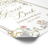  Victoriaans Grace Floral Guestbook Sign Poster (Hoek)