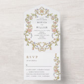 Victoriaans  Grace Floral Lijst Bruiloft All In One Uitnodiging (Binnen)